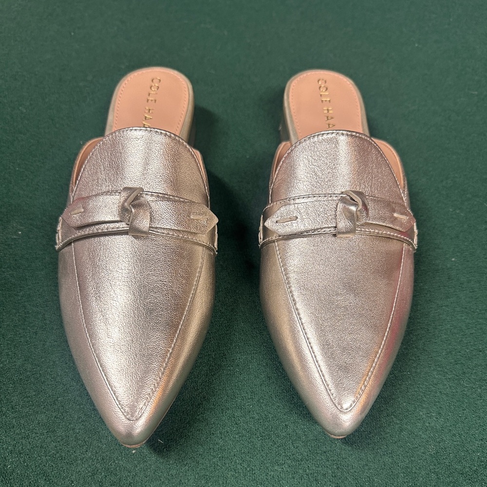 NEW Cole Haan Gold Slip On Mules